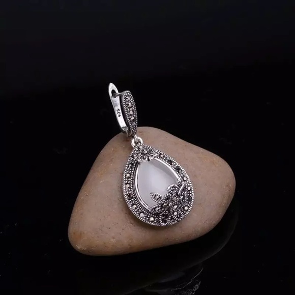 925 silver.White Opal stone jewelry set micro pave - Picture 4 of 5